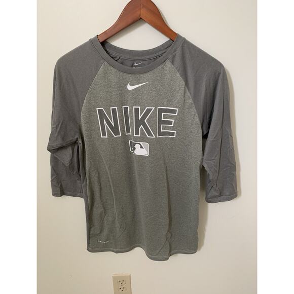 Nike Other - The Nike Tee Dri Fit Men Size S Shirt Gray MLB Baseball 3/4 Sleeve Athletic Cut